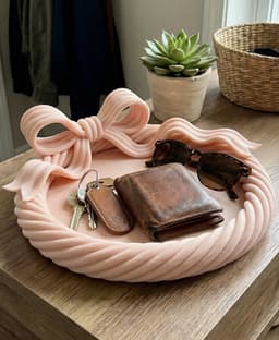 Coquette Bow Tray 3D Model - Romantic Catchall & Entryway Organizer 3d model