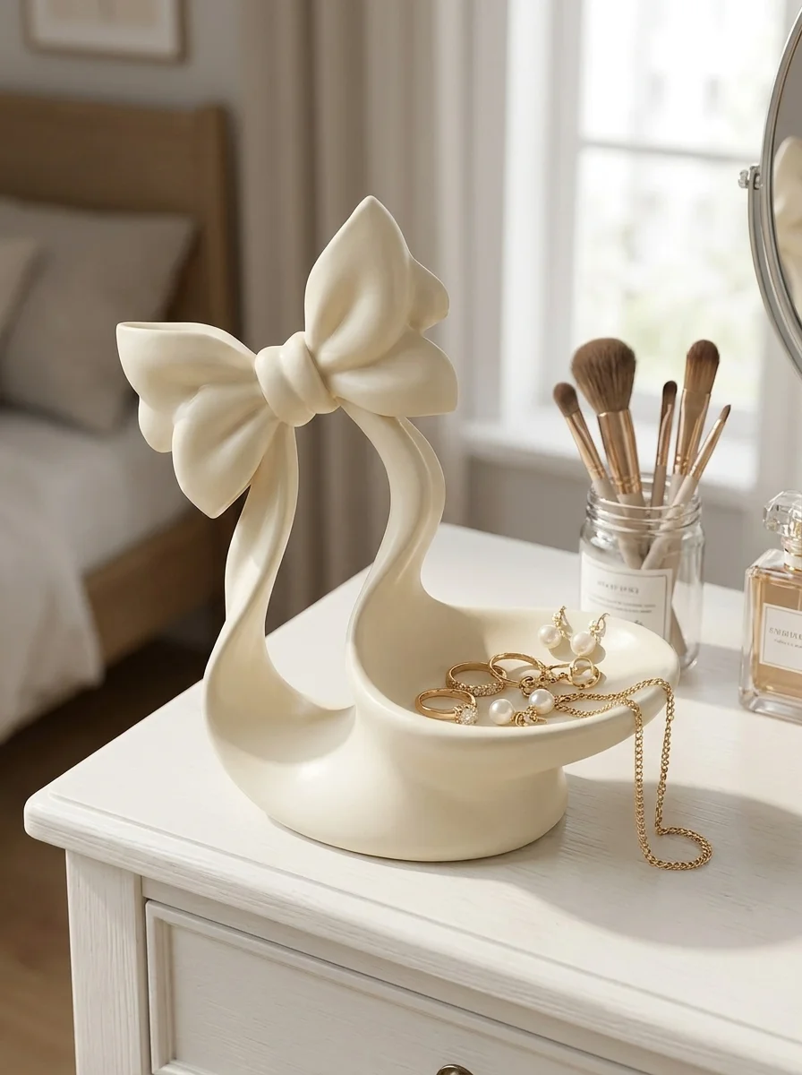 Coquette Bow Jewelry Tray – Sculptural Ribbon Trinket Dish & Vanity Organizer 3d model