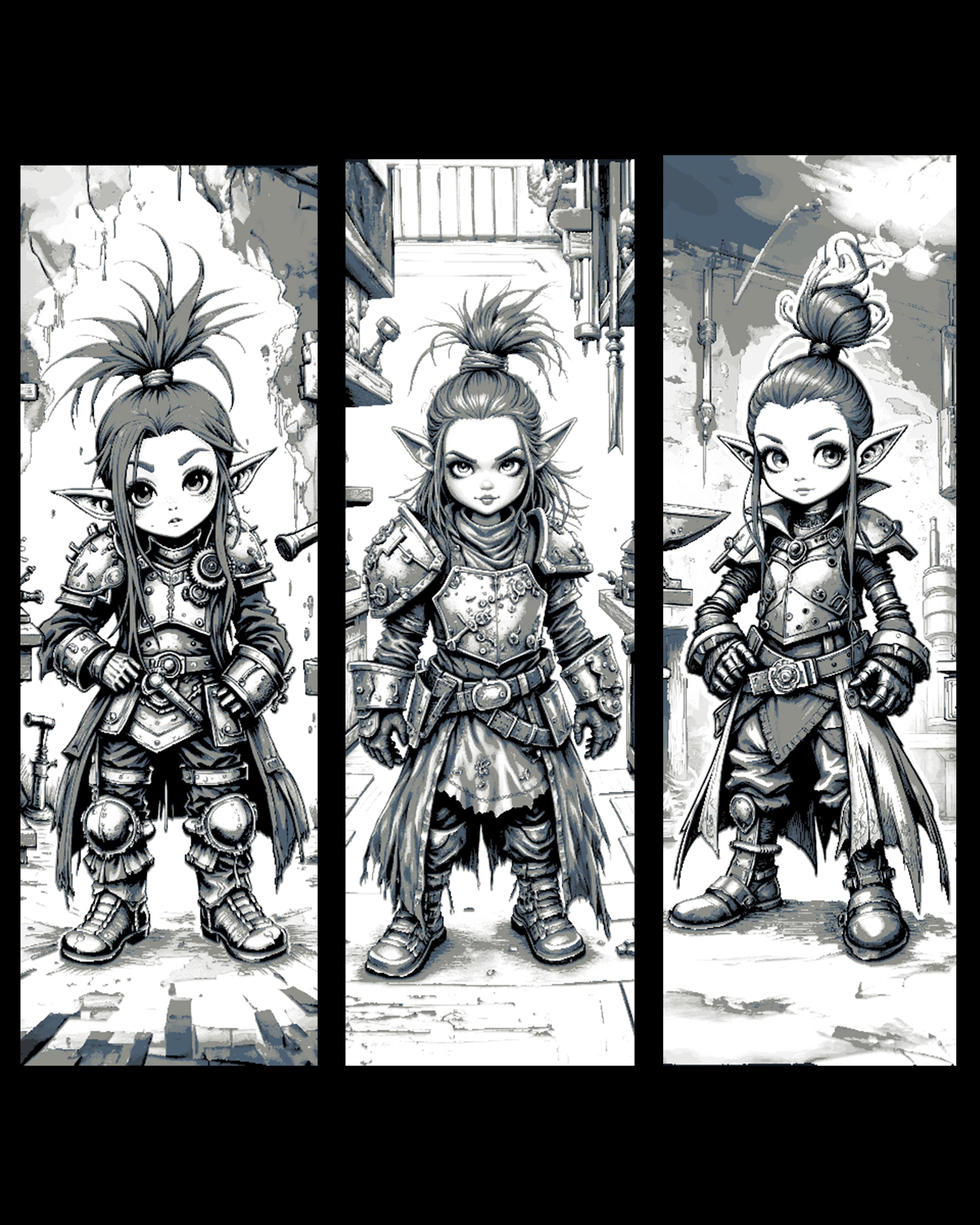 The gnome warrior sisters, ready to defend their kitchen - set of bookmarks 3d model