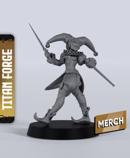 Jester Harlequin - With Free Dragon - 5e DnD Inspired for RPG and Wargamers 3d model