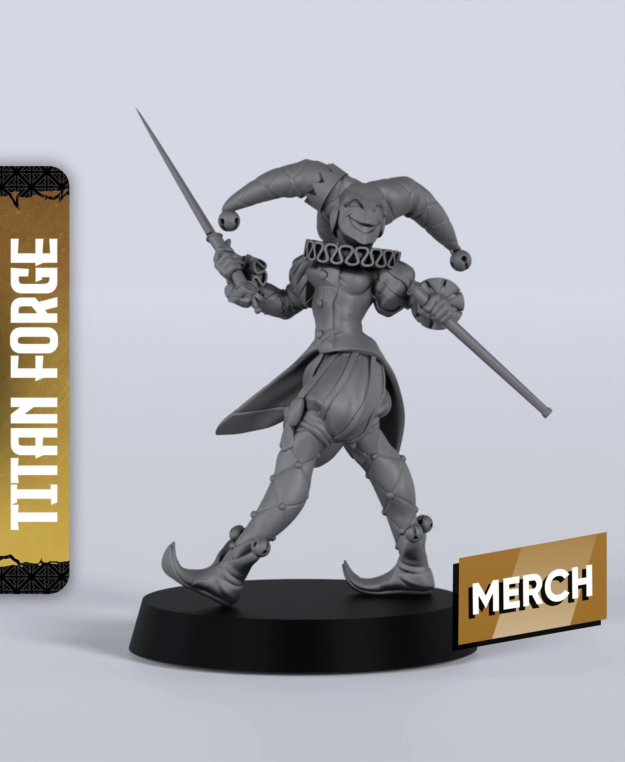 Jester Harlequin - With Free Dragon - 5e DnD Inspired for RPG and Wargamers 3d model