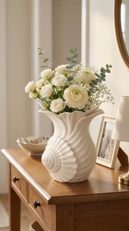 Sculptural Seashell Flower Vase - Organic Biomorphic Decor 3d model