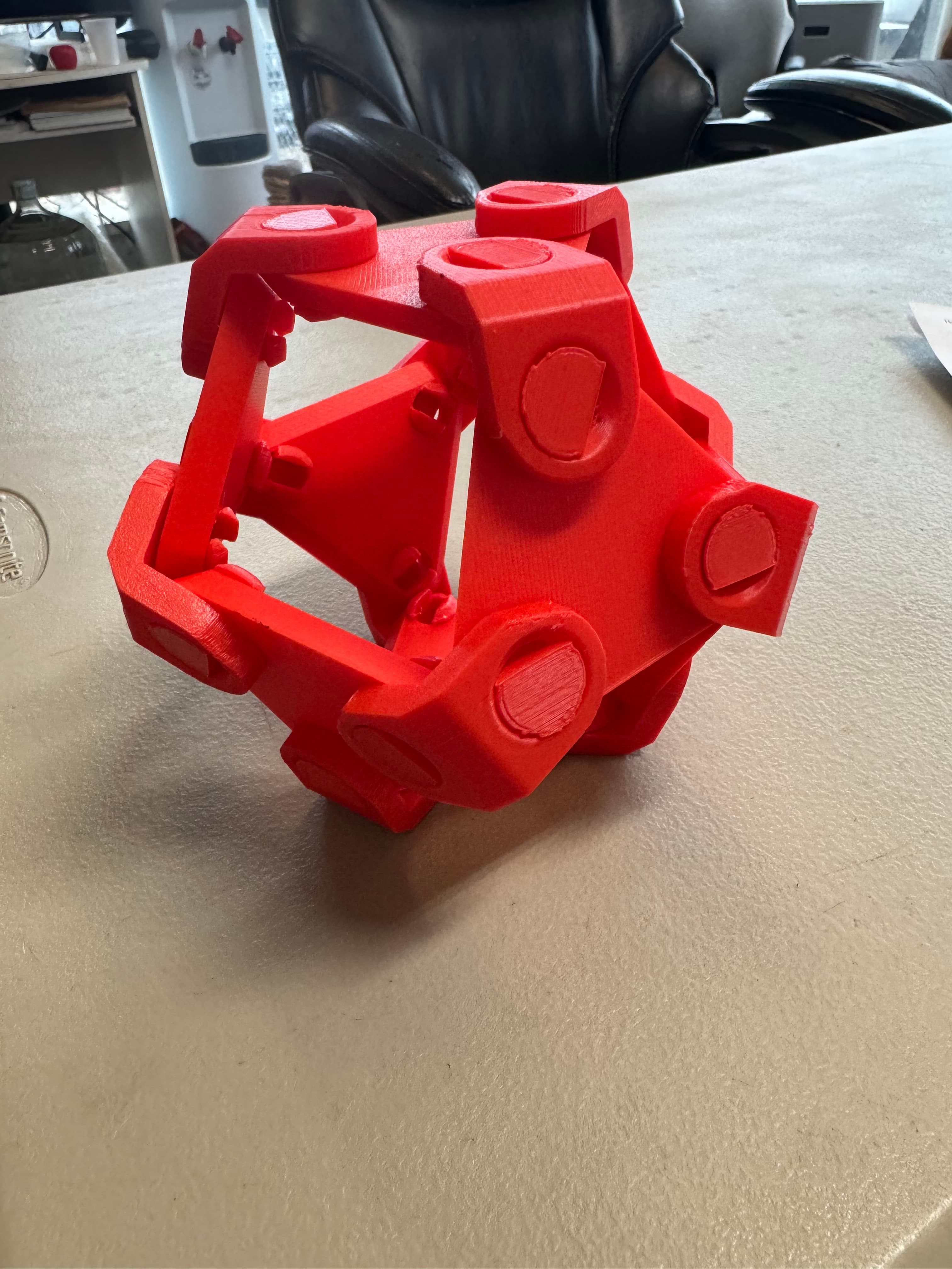 Printed at 150%. Pretty fun toy! Bigger you make it, the more difficult it is to put together, but highly worth it :)