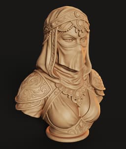 Desert Warrior Bust STL | Character Bust 3D Print | HighDetail 3d model