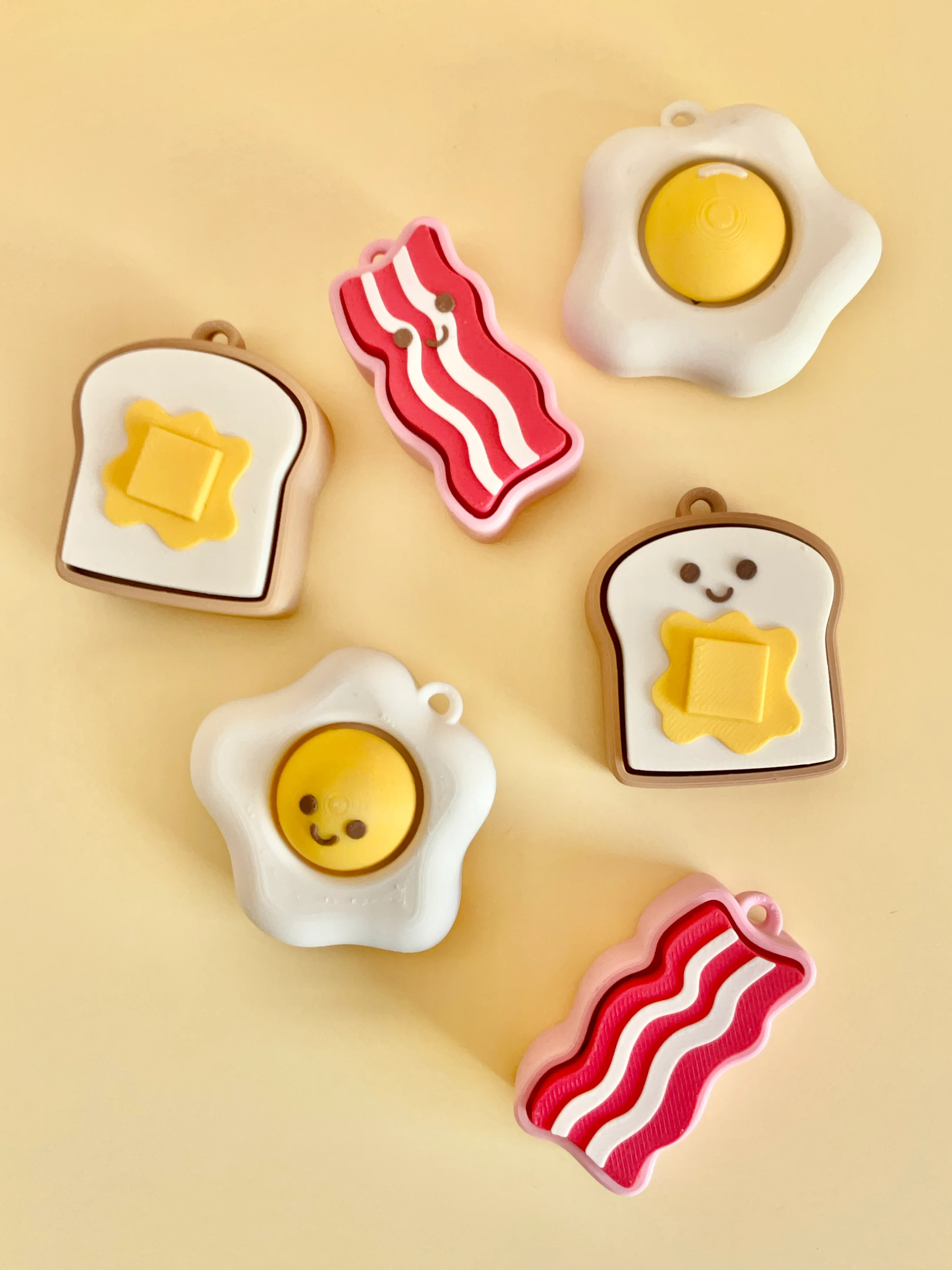 Breakfast Friends Clicker Keychain Fidget Toy Bundle 3d model