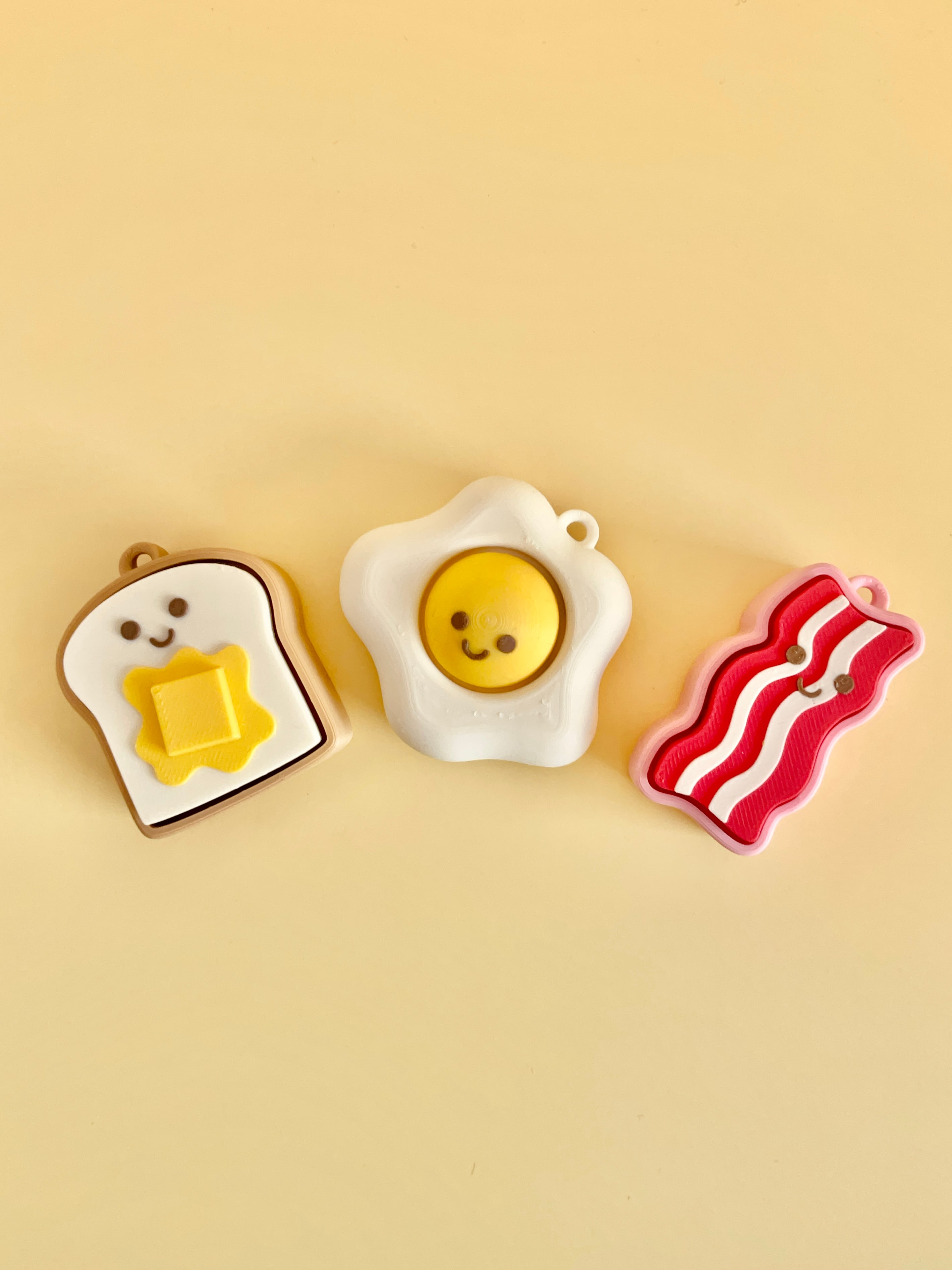 Breakfast Friends Clicker Keychain Fidget Toy Bundle 3d model