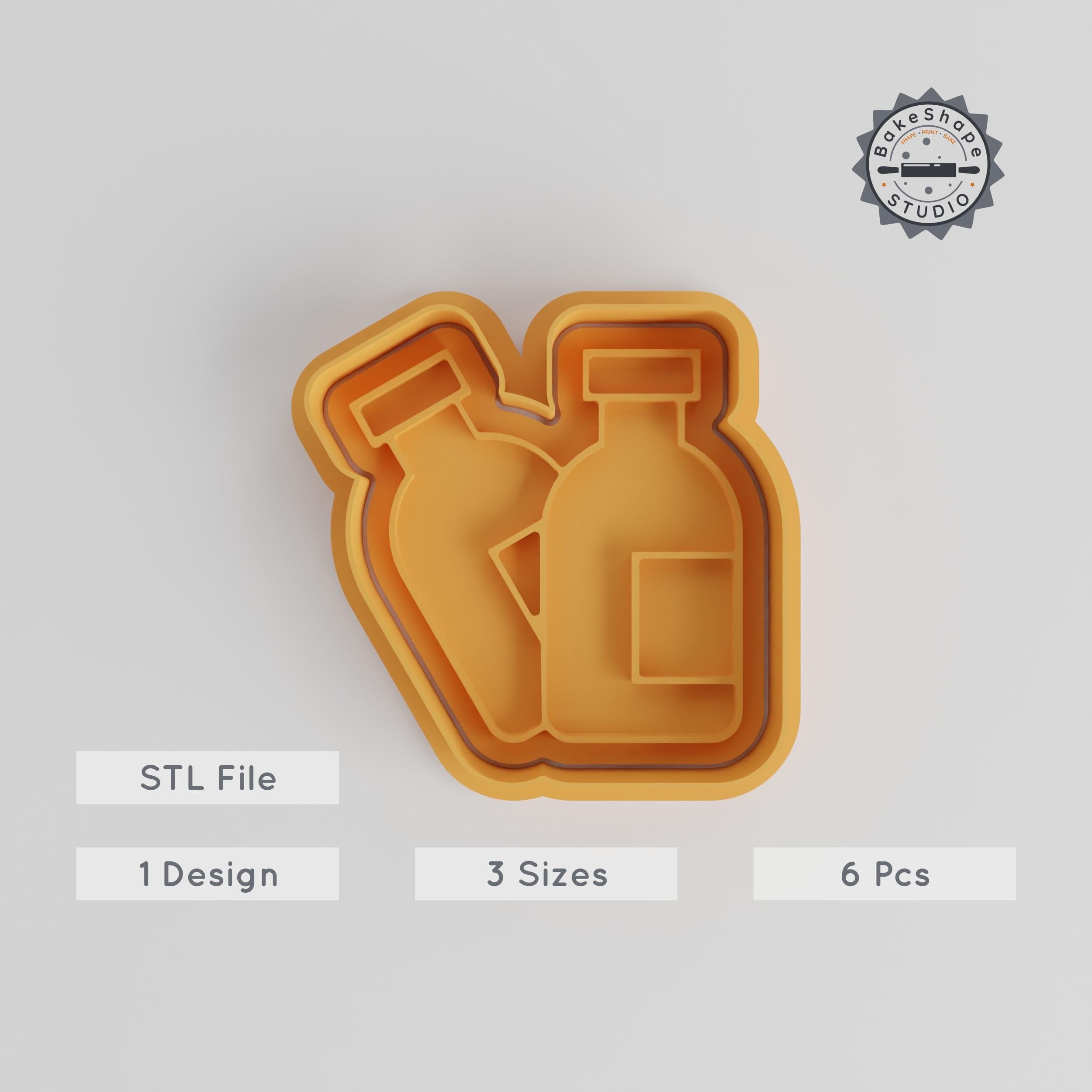 Beer Shape Cutter & Stamp, Cookie & Fondant Tool, Brew Design, Multi-size S/M/L, 6-Piece Set PRODUCT_4800 3d model