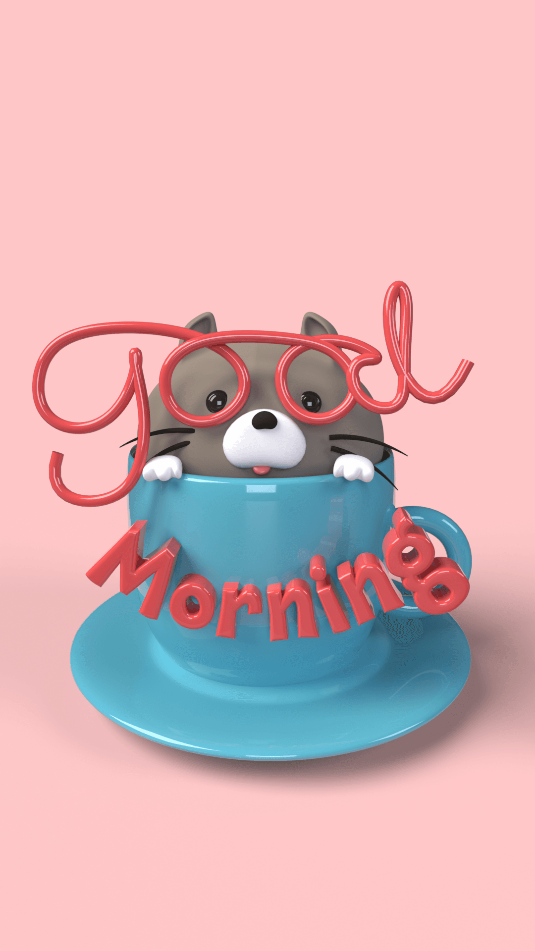 Cute Good Morning Cat 3d model