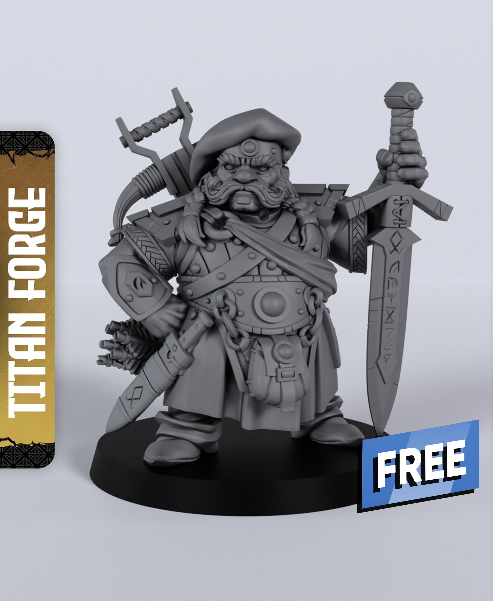 Highlander Dwarf - With Free Dragon - 5e DnD Inspired for RPG and Wargamers 3d model