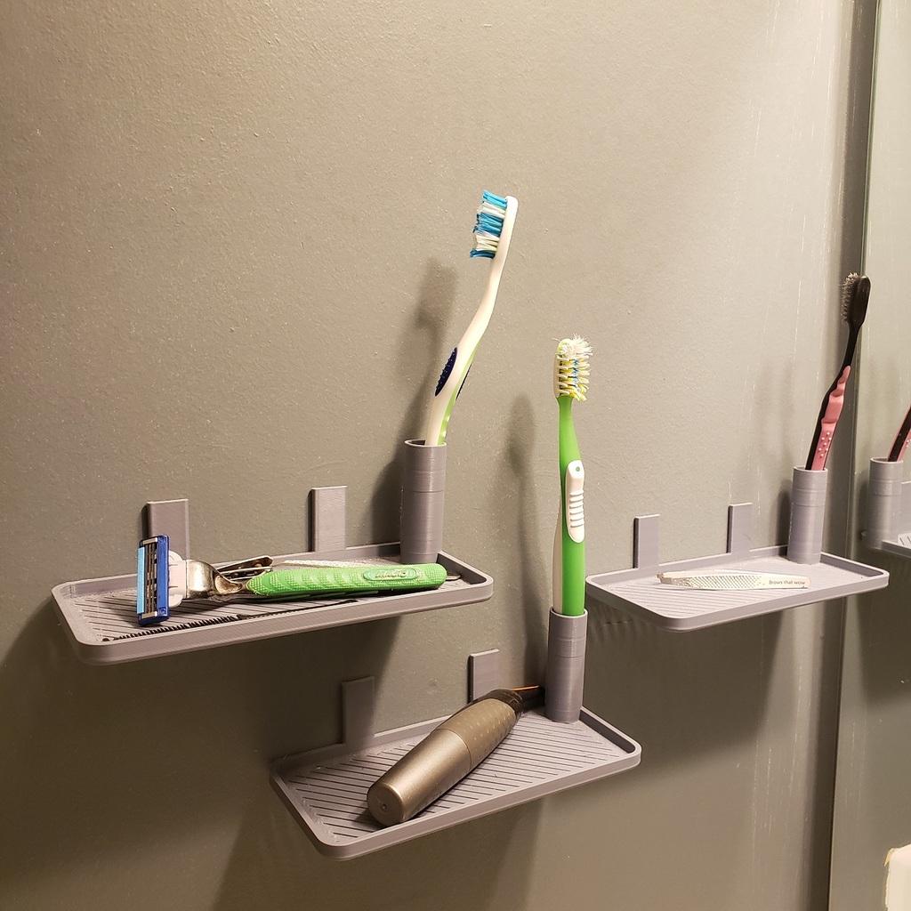 Bathroom/shower shelves - command strip mounted 3d model