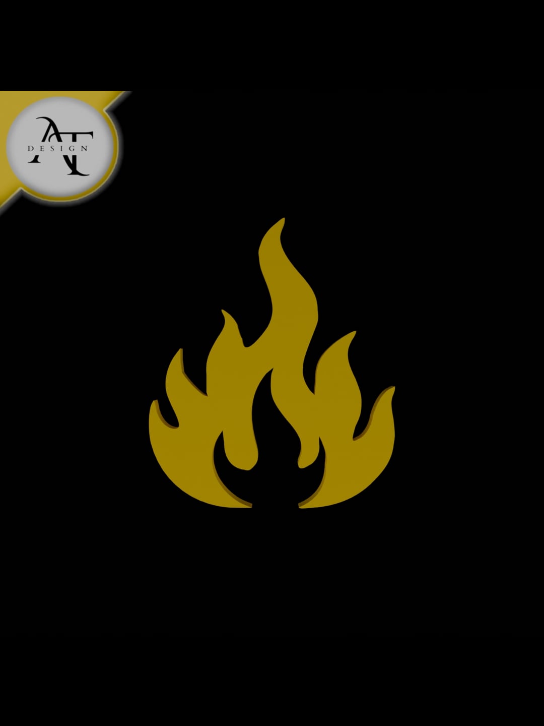 Simple Flame Symbol - 2D Art 3d model