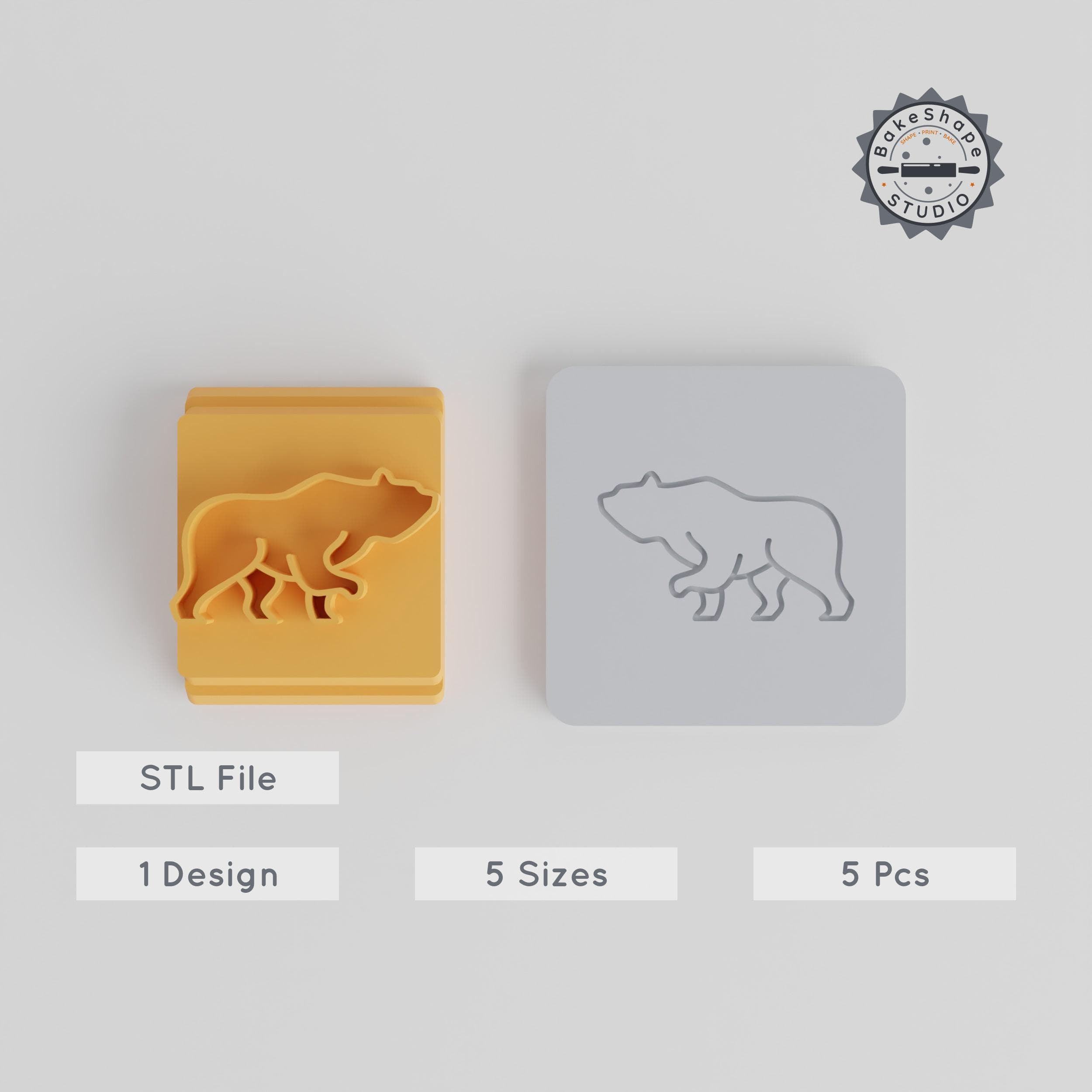 Bear Stamp Tile Set, 5 Sizes, 20-40mm, Perfect for Clay, Cookies & Fondant PRODUCT_3678 3d model