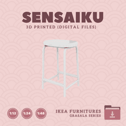Miniature Replica 04. GRASALA Bar Stool for Miniature Dollhouse - IKEA - 3D Print Instant Download 3d model