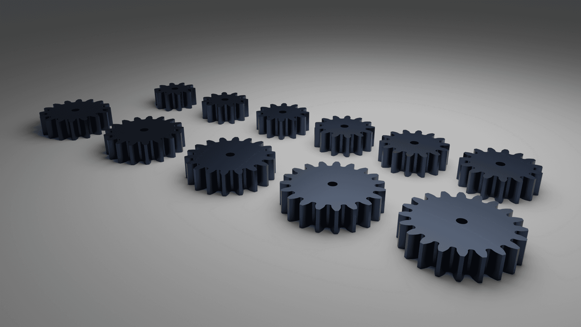 Spur gears set #1 - Module 2 (11 gears) 3d model