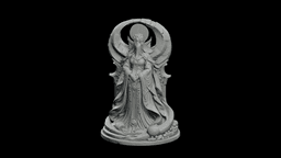 Veiled Eclipse Goddess STL - Dark Mythic Divine Statue 3d model