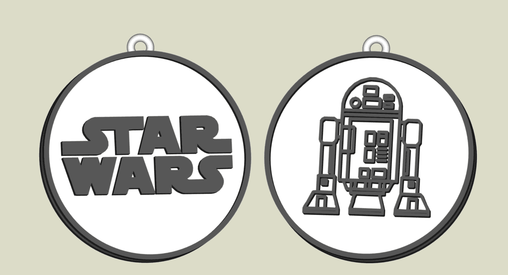 Star Wars R2D2 key chain, earring, dogtag, jewlery 3d model