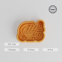 Ride On Lawnmower Shape Cookie Cutter & Stamp Set, Perfect for Cookies & Fondant, Includes Small, Medium, Large Sizes, 6-Piece Collection PRODUCT_3257 3d model