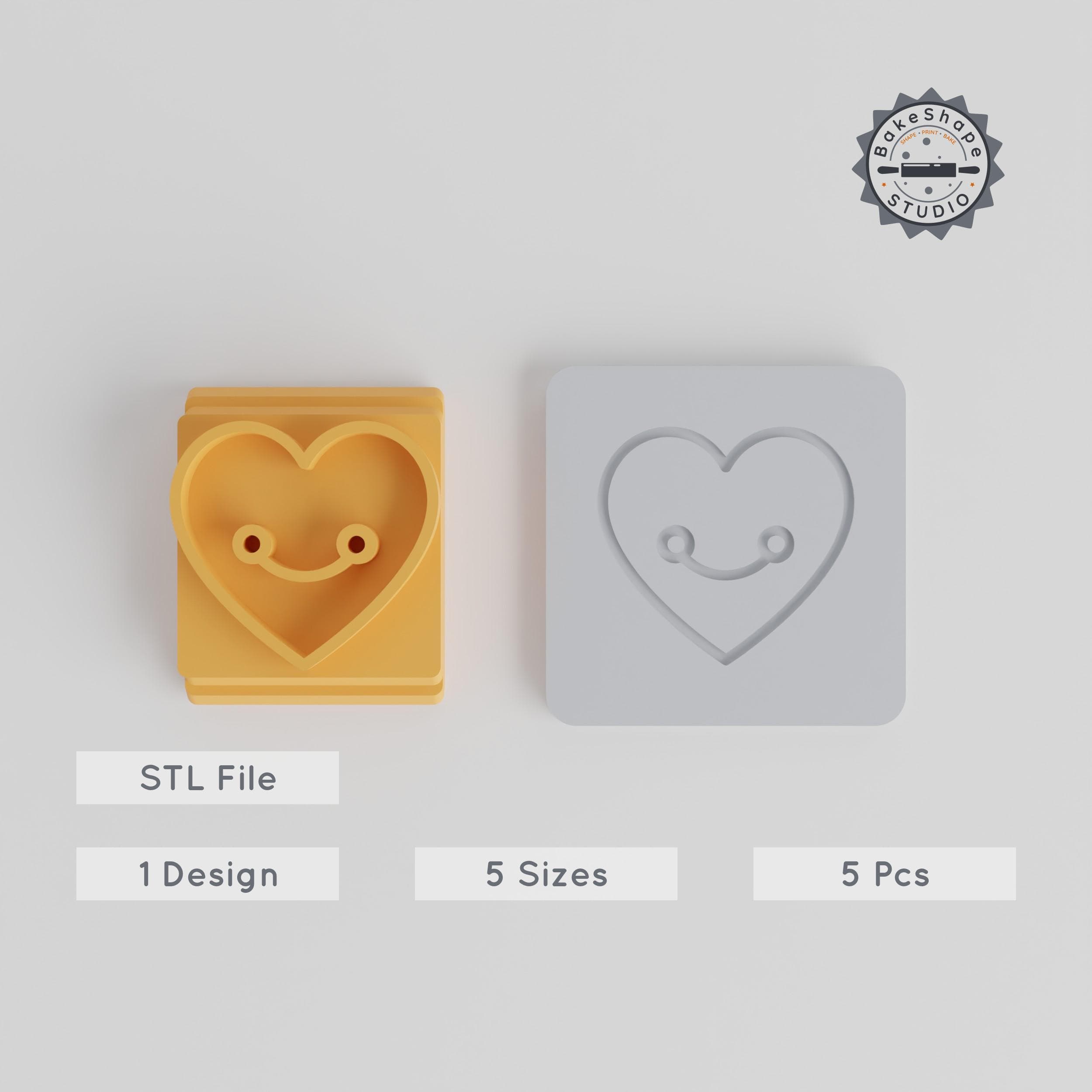 Heart Stamp Tile Set, 5 Sizes, Perfect for Clay, Cookies, Fondant & Soft Materials, Romantic Party & Celebration Decoration PRODUCT_4676 3d model