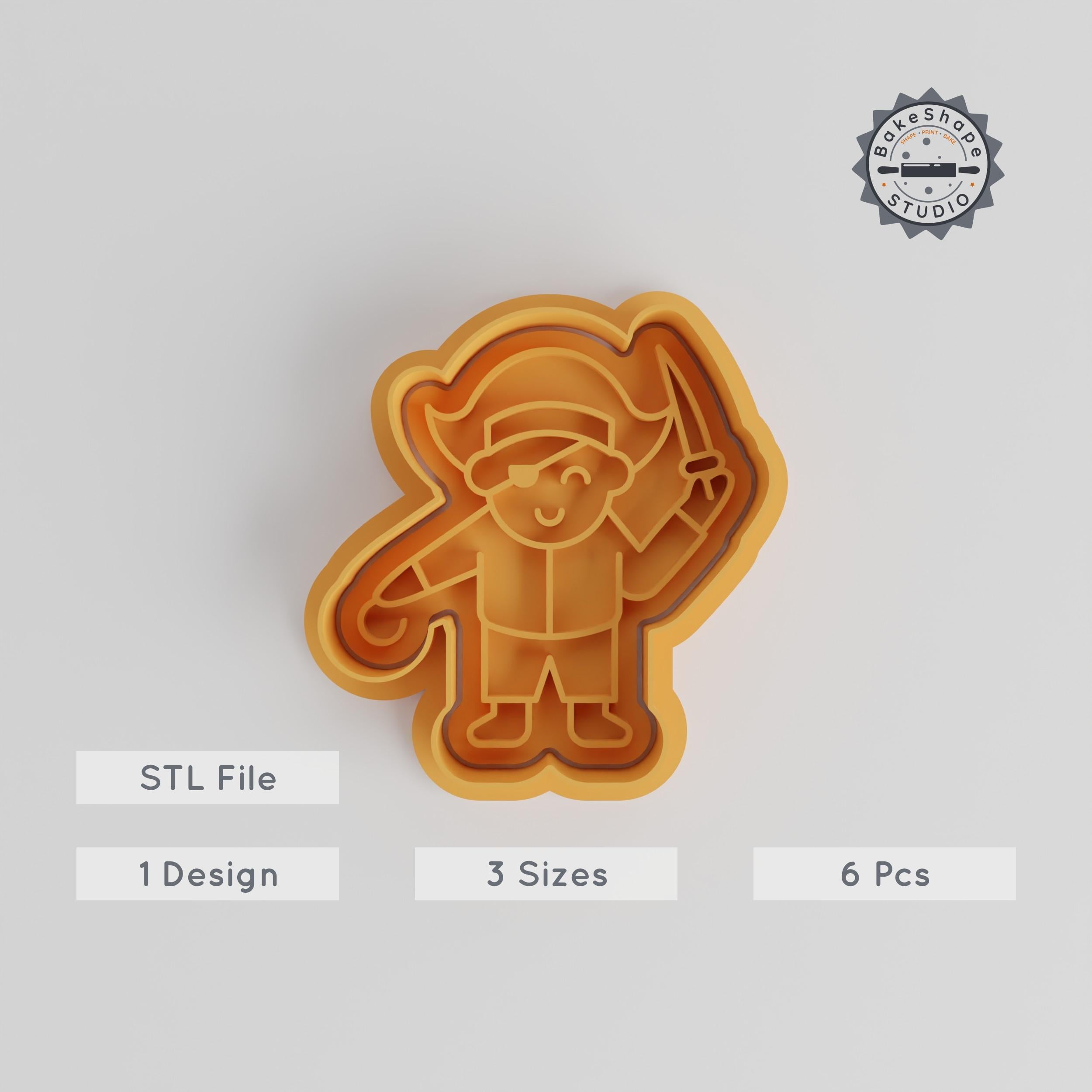 Pirate Shape Cutter & Stamp, Cookie & Fondant Set, 3 Sizes, Perfect for Halloween Party & Kids Costumes PRODUCT_5652 3d model