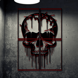 EASY 4 Piece EXTRA LARGE Skull wall art Haunted House Prop Decor ON ANY PRINTER 3d model
