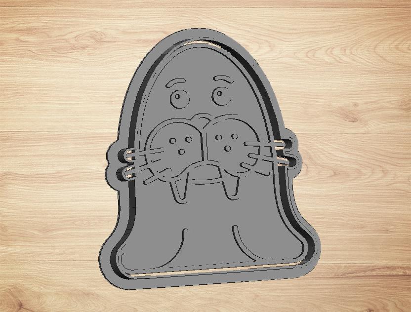 cookie cutter walrus - cutter and stamp 3d model