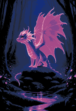 The radiant glow in the forest - the iridescent youthful dragon - Hueforge Art 3d model