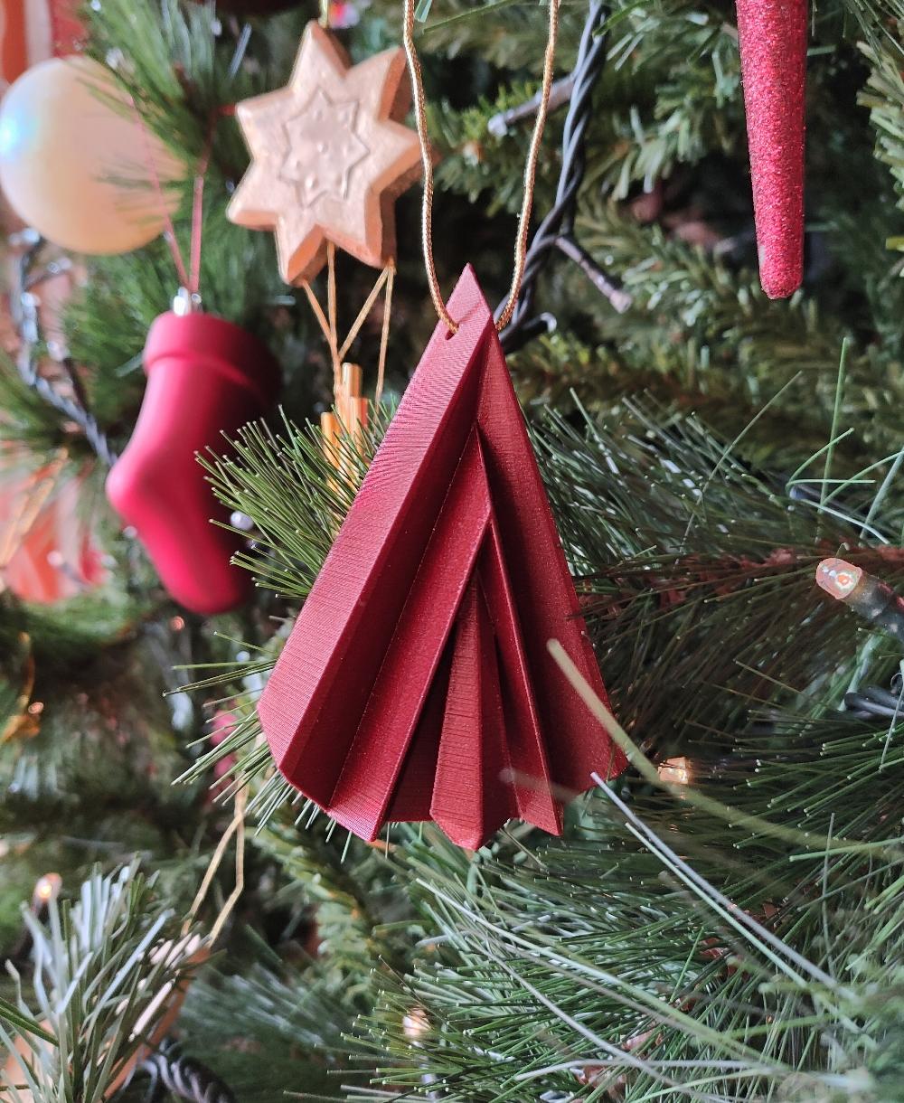 Origami Inspired Tree Ornament #3 - Printed with Eryone Red Galaxy PLA on a Longer LK4X - 3d model