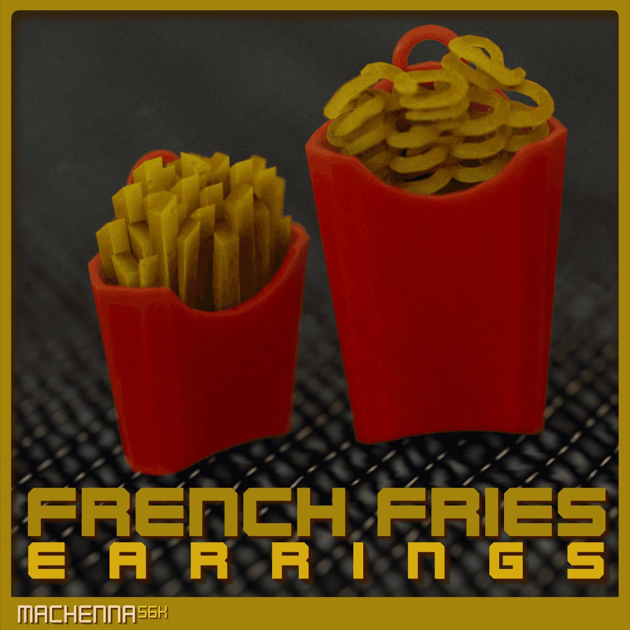 French Fries Earrings 3d model