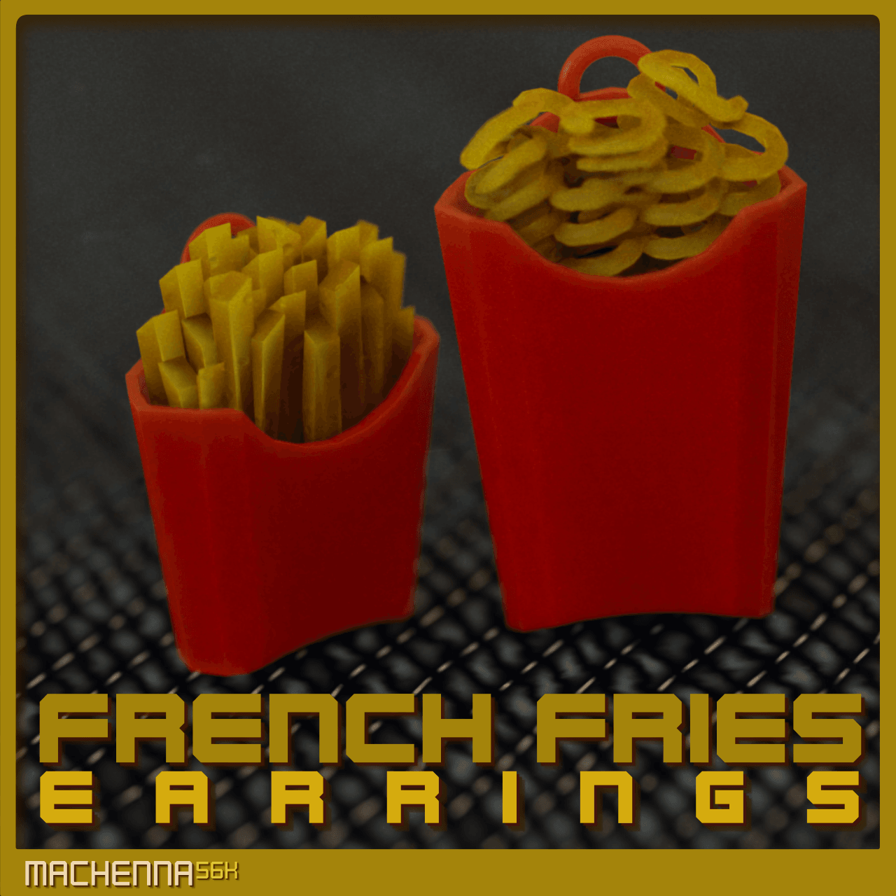 French Fries Earrings 3d model