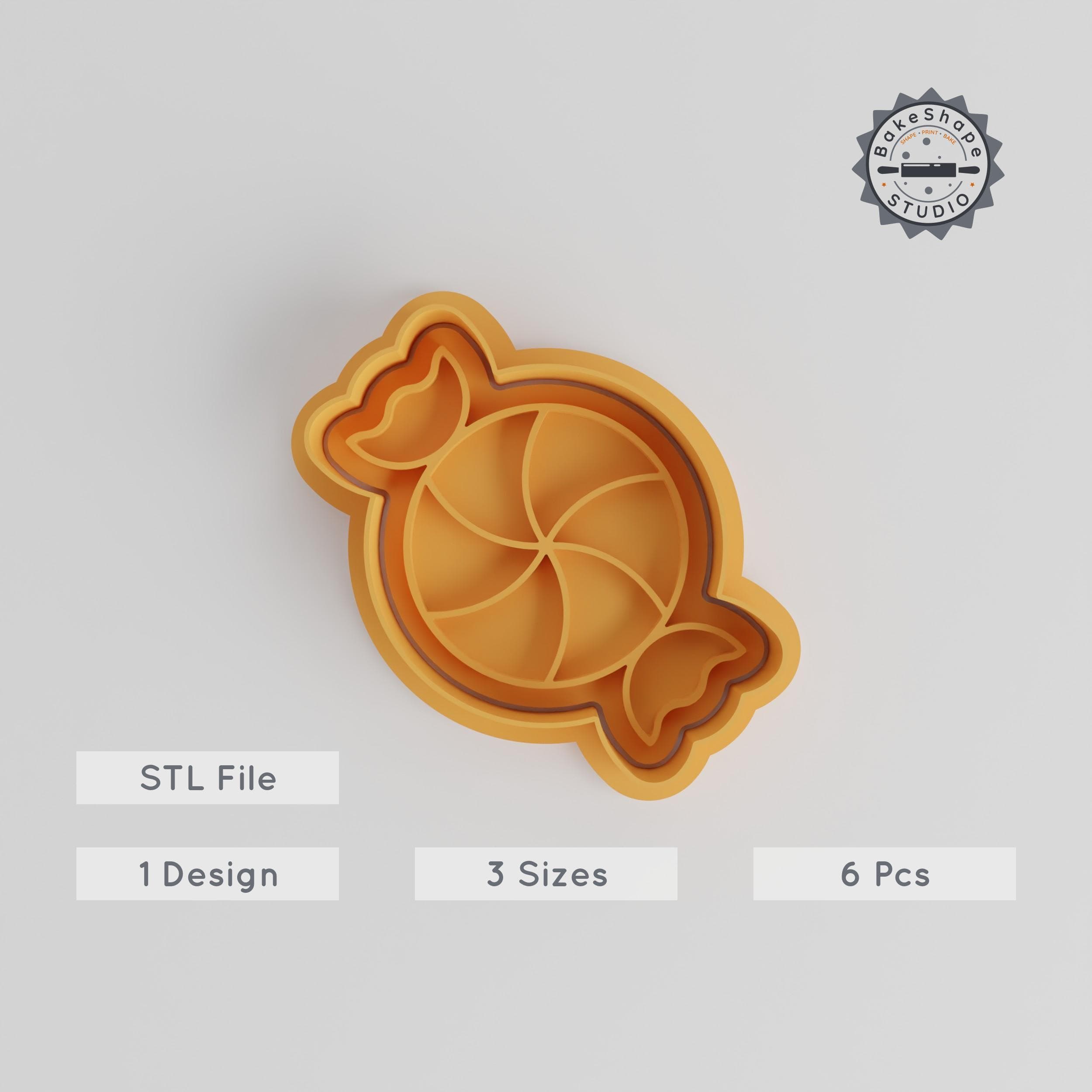 Candy Cookie Cutter & Stamp Set, Perfect for Fondant, Halloween Lollipop and Trick or Treat Designs, S/M/L Sizes, 6 Pieces PRODUCT_4269 3d model