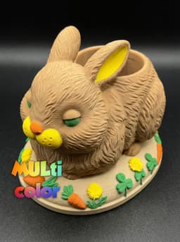 Cute Bunny Planter Multi-Color 3MF | Home Decor | Bambu Ready 3d model