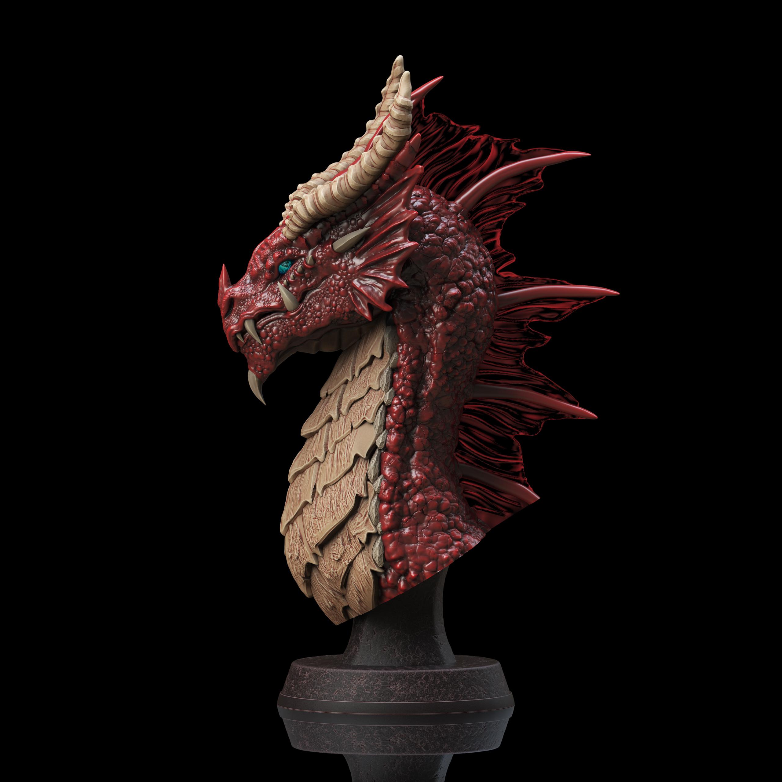 Red Dragon Bust (Pre-Supported) 3d model