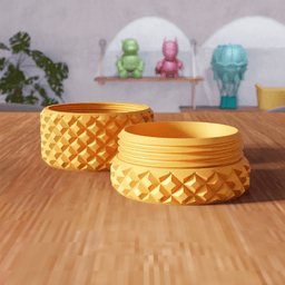 Geometric Knurled Box with Threaded Lid 3d model