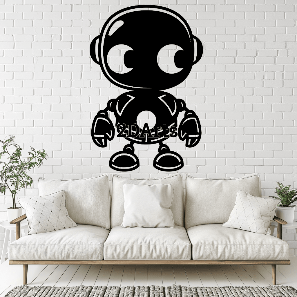 Cute Robot 2D Wall Art/Window Art - Digital STL & SVG File for 3D Printing or Laser Cutting 3d model