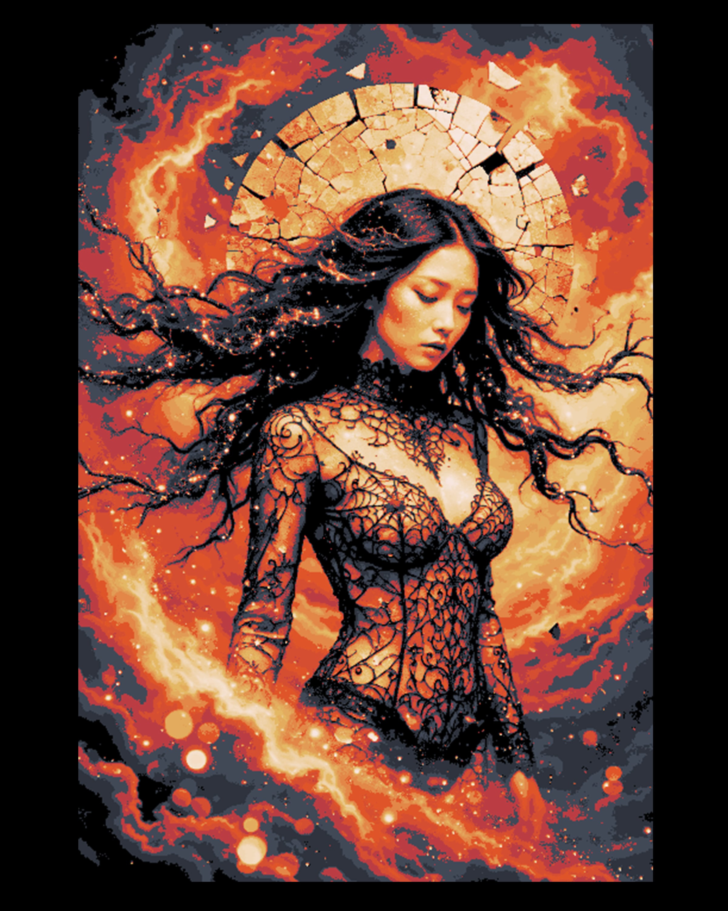 Queen of the the world of Fire and Flames - Hueforge wallart 3d model