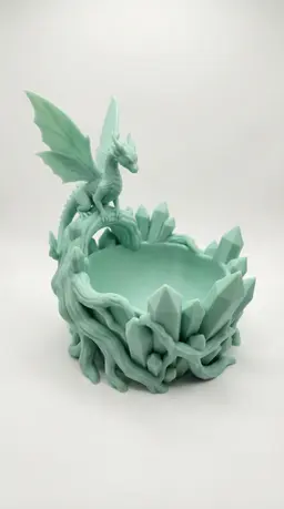 Dragon Dice Holder STL – Crystal Fantasy Desk Organizer – DnD Dice Bowl – RPG Treasure Hoard Storage 3d model