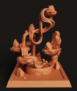Stylized Zen Waterfall | Cascading Rock Fountain | Modern Nature Art | 3D Printed Water Feature 3d model