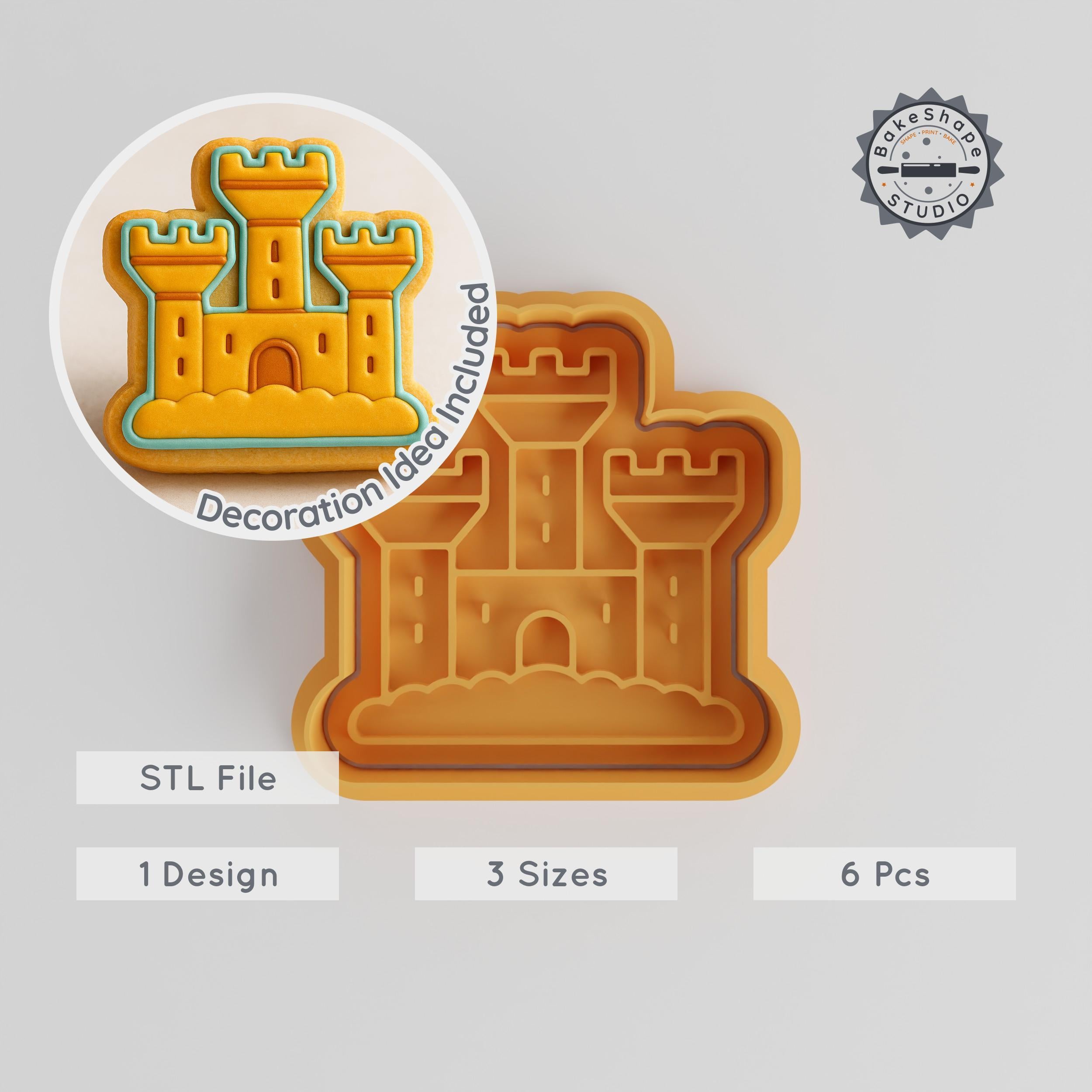 Sandcastle Cookie Cutter & Stamp Set, Ocean Beach Vacation Theme, 3 Sizes S/M/L, Perfect for Fondant Baking PRODUCT_1129 3d model