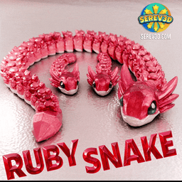 Ruby Snake - Articulated Flexi Snake - Keychain & Straw Buddy, No Supports 3D Print STL/3MF 3d model