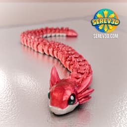 Ruby Snake - Articulated Flexi Snake - Keychain & Straw Buddy, No Supports 3D Print STL/3MF 3d model