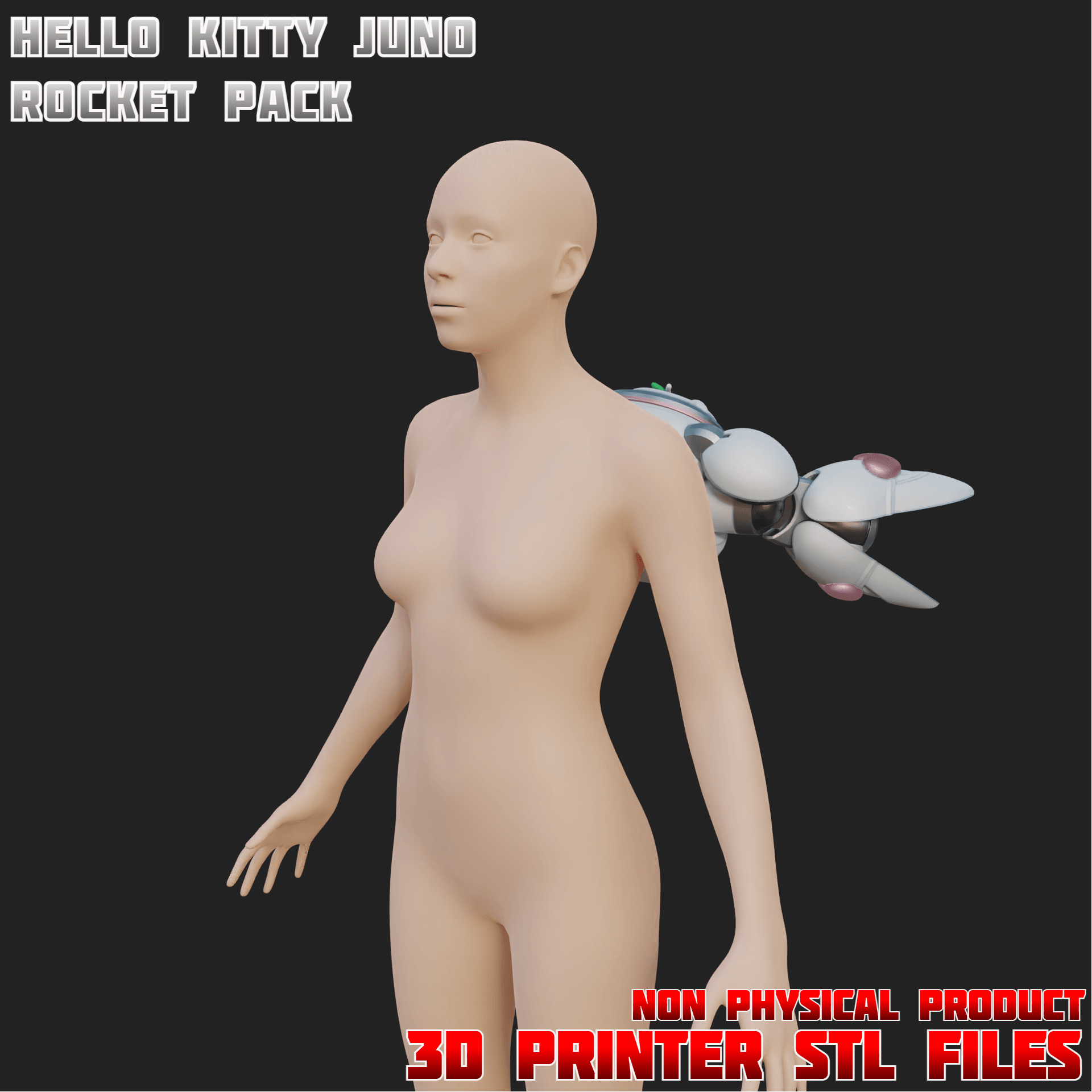 Hello Kitty Juno Cosplay Rocket Backpack Overwatch 3d model