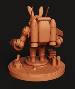 Cyber-Bunny Mech Pilot | Futuristic Rabbit Statue | Sci-Fi Warrior Miniature | Multicolor 3d model