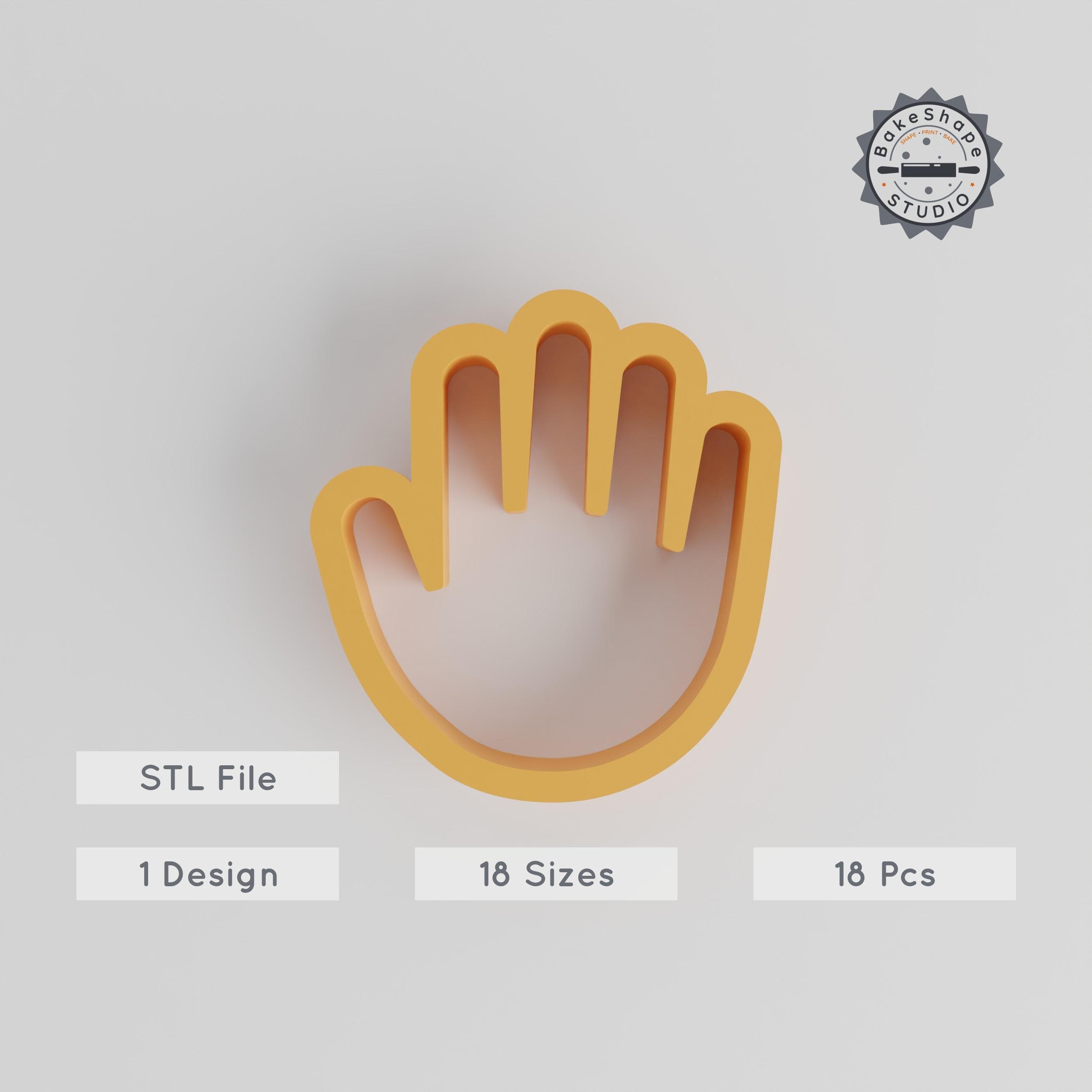 Hand Shape Cutter, 18-Piece Set, Perfect for Cookies, Fondant & Clay, Wave Hello, High Five, Open Palm Designs, 0.75" - 5" Sizes PRODUCT_154 3d model