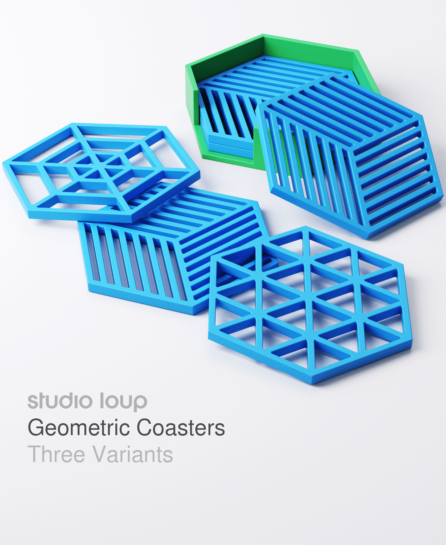 Geometric Coasters (Includes Three Variants) 3d model
