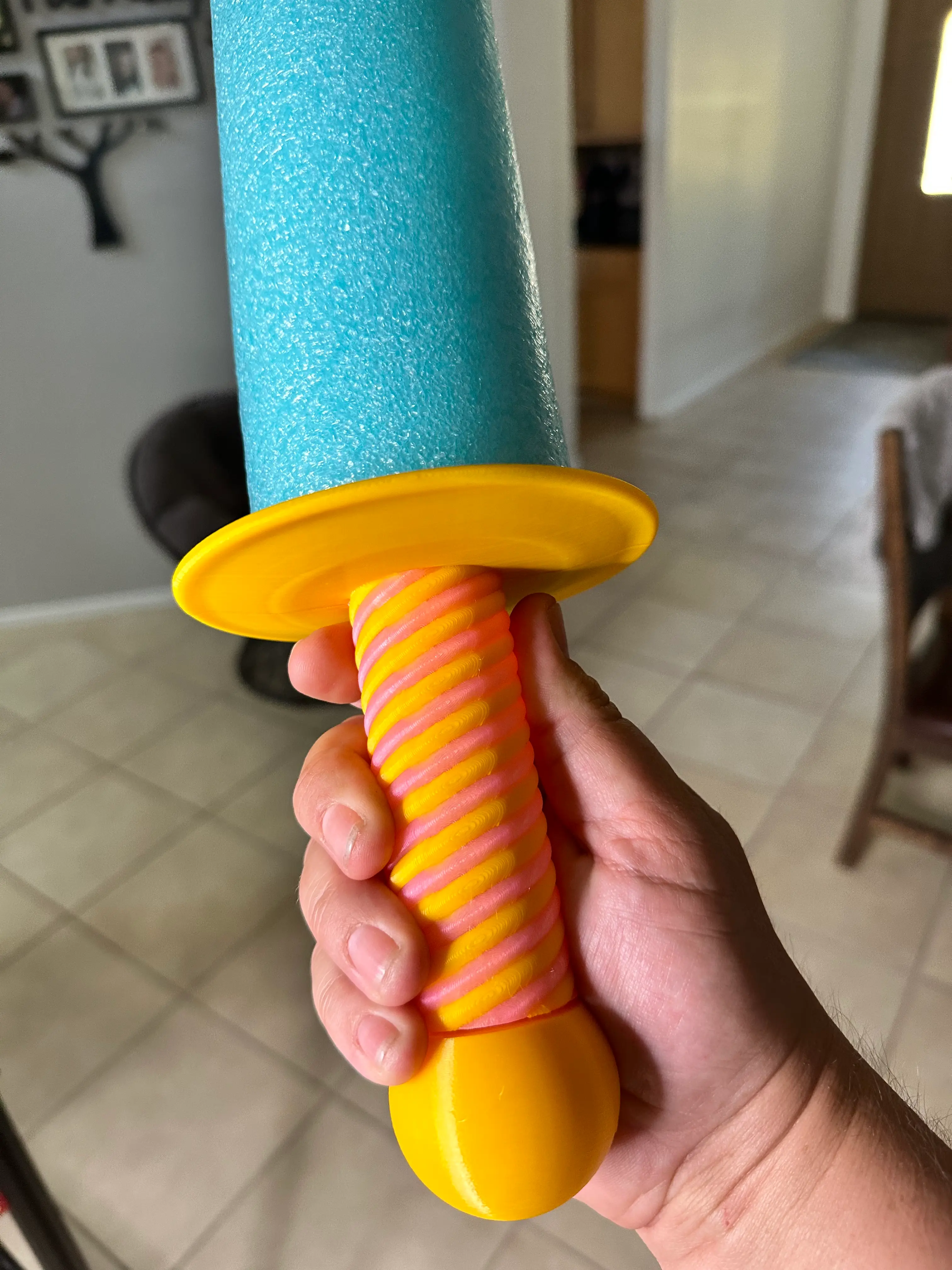 Sparring Handle for Pool Noodle Sword Fights! 3d model