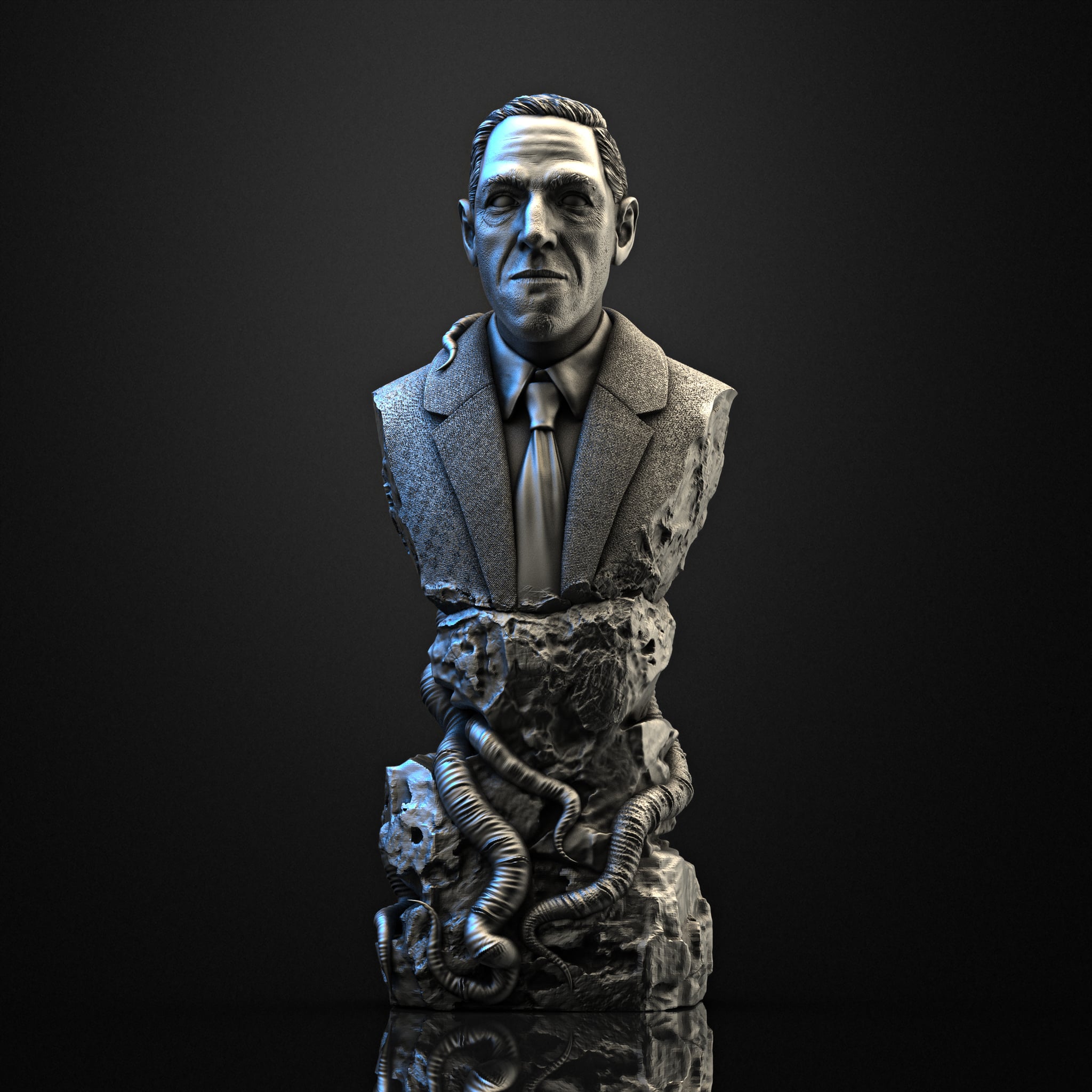 H.P. Lovecraft bust (Pre-Supported) 3d model