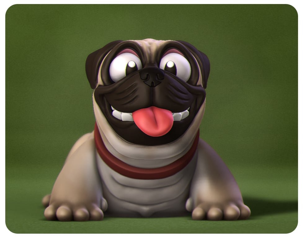 Happy Dogs Pug 3d model