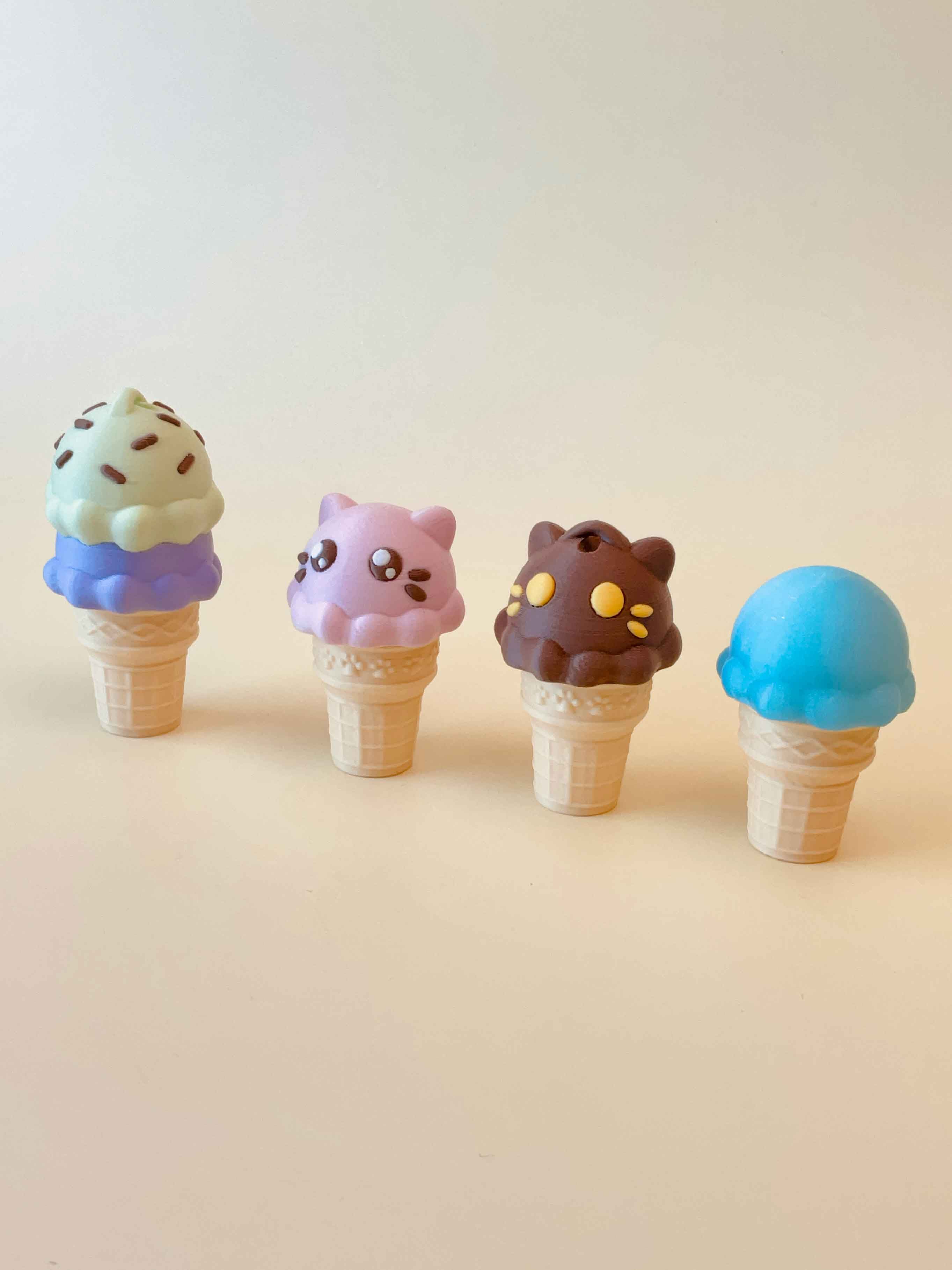 Ice Cream Cone Clicker Keychain Fidget Toy Bundle 3d model