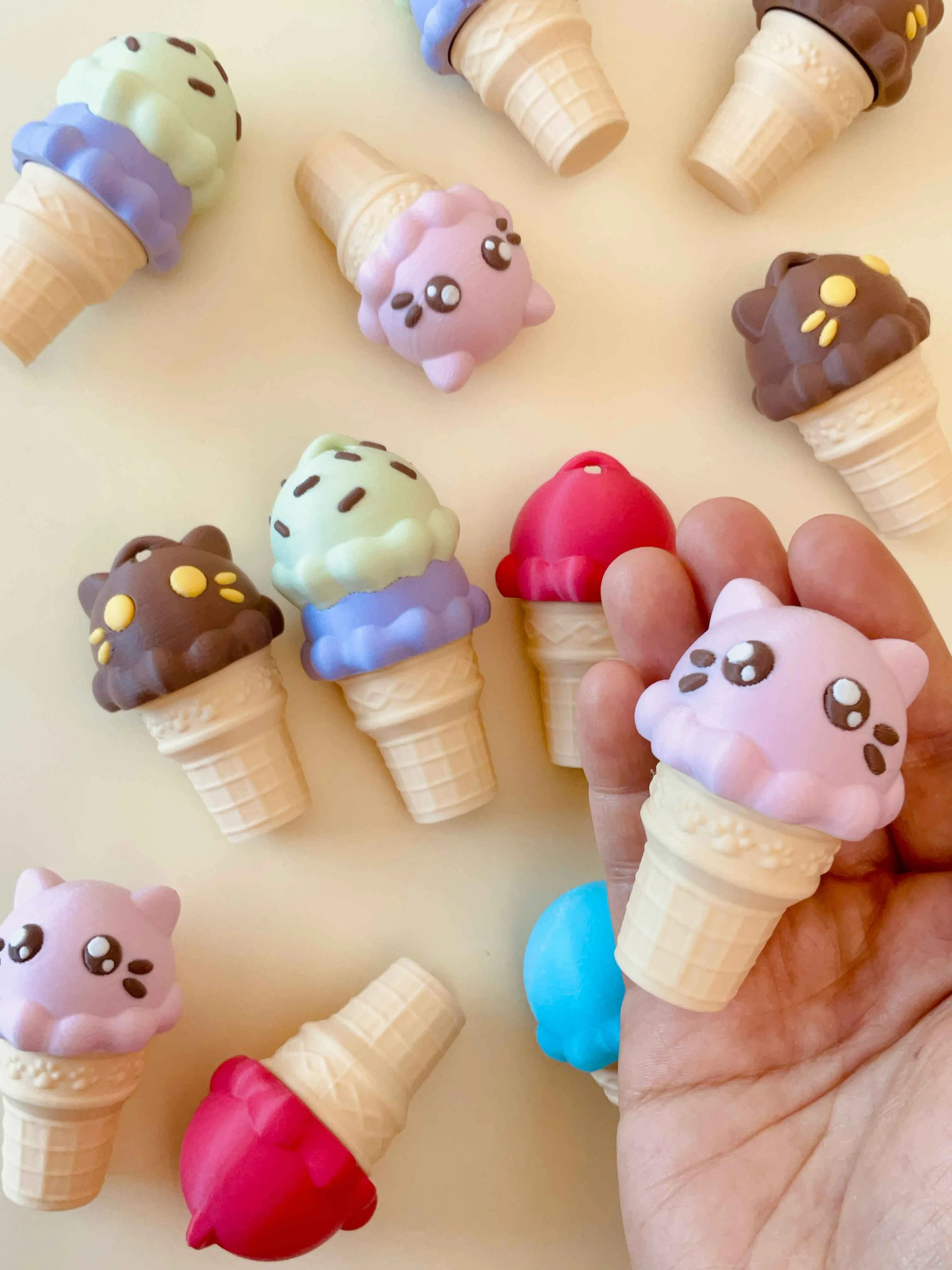 Ice Cream Cone Clicker Keychain Fidget Toy Bundle 3d model
