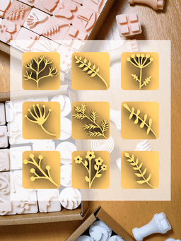 Ceramic Clay Stamp Set – Wildflowers (9 Mini Stamps, 20 mm) 3d model
